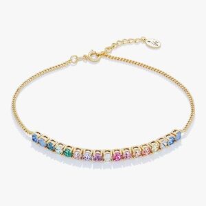 NEW 14k Gold Plated Multicolor Gemstone Ankle Bracelet